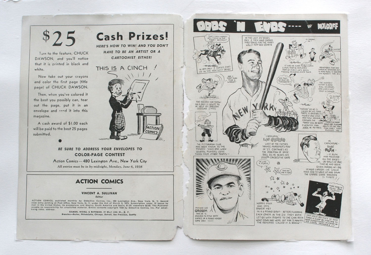 Action Comics - JUNE 1938 interior cover before