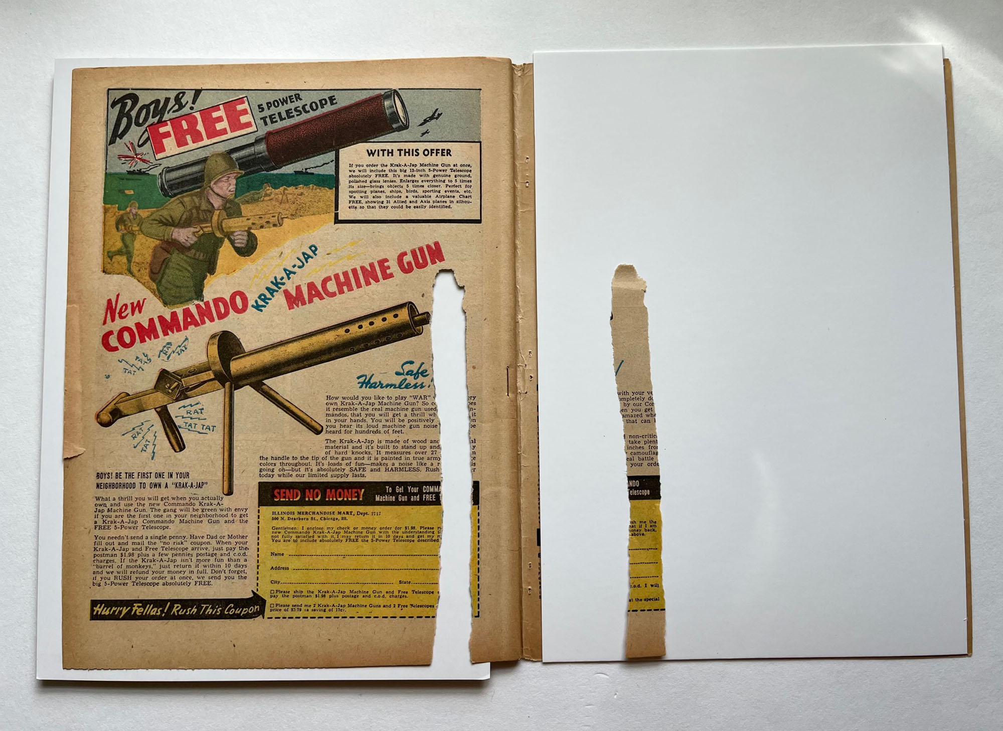 Detective Comics #85, 1944, Mended paper tear (Before)