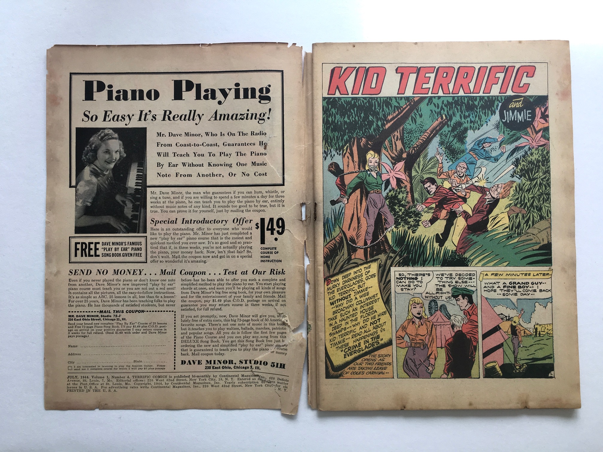 Terrific Comics - July 1944, Int. Front Cover/1st Page (Before)