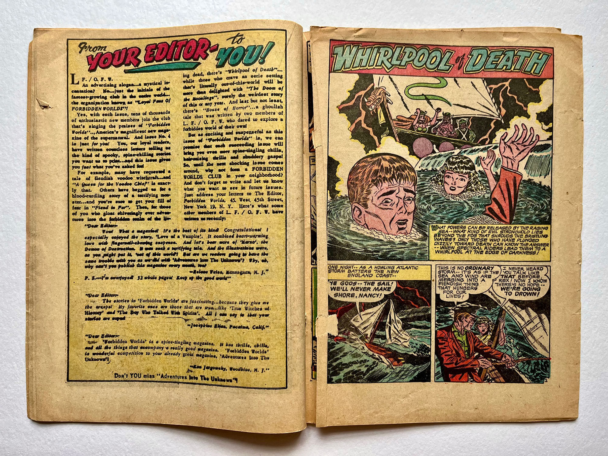 Forbidden Worlds #4, 1951, Loose Centerfold (Before)