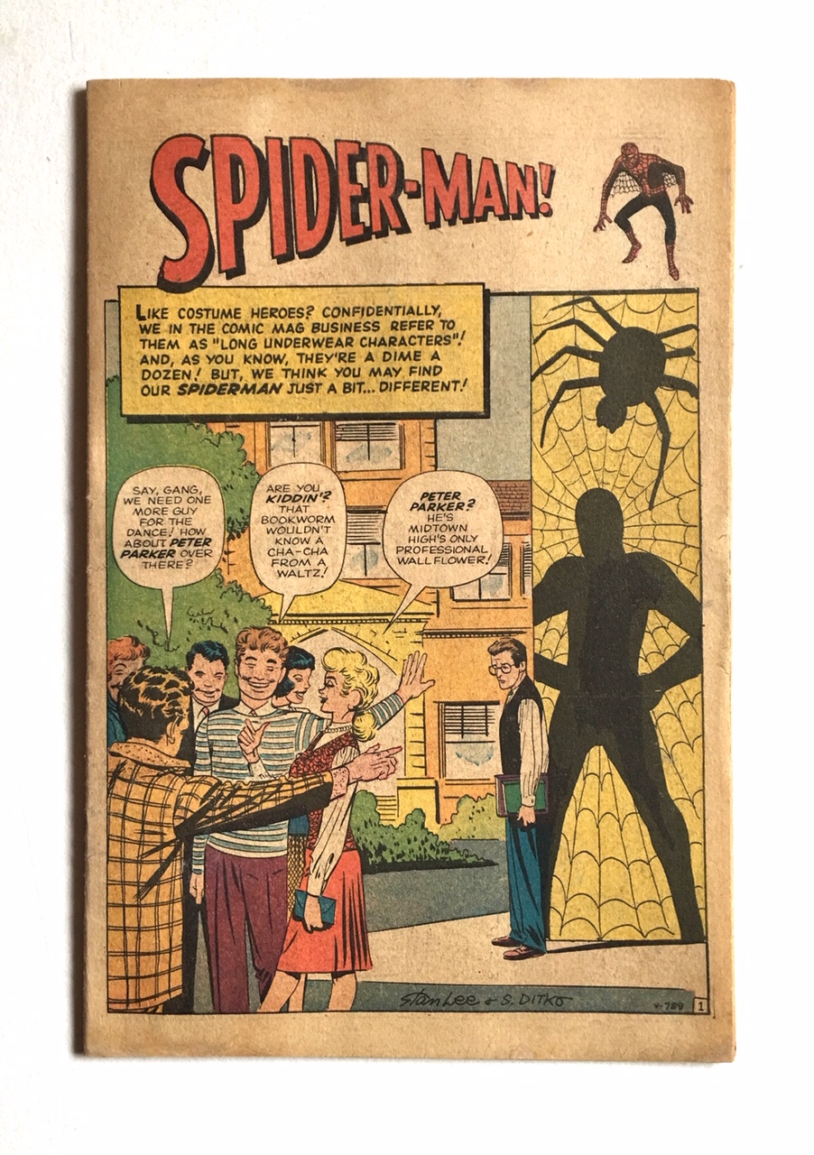 Amazing Fantasy #15 Int. Pencil Marks & Tears (Before)